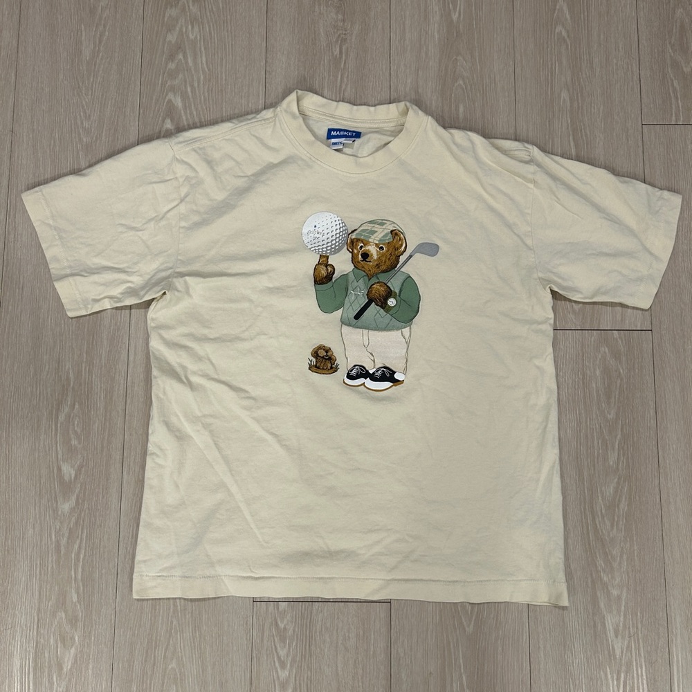 Beige Chinatown Market Golf Bear Graphic T-Shirt